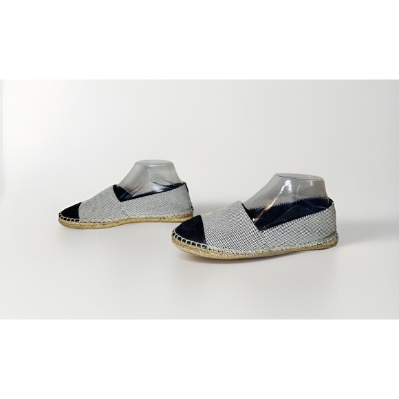 TORY BURCH Blue Tan Espadrilles Flat Slip On Shoes Canvas Color Block‎ Women's 8 - Picture 3 of 16